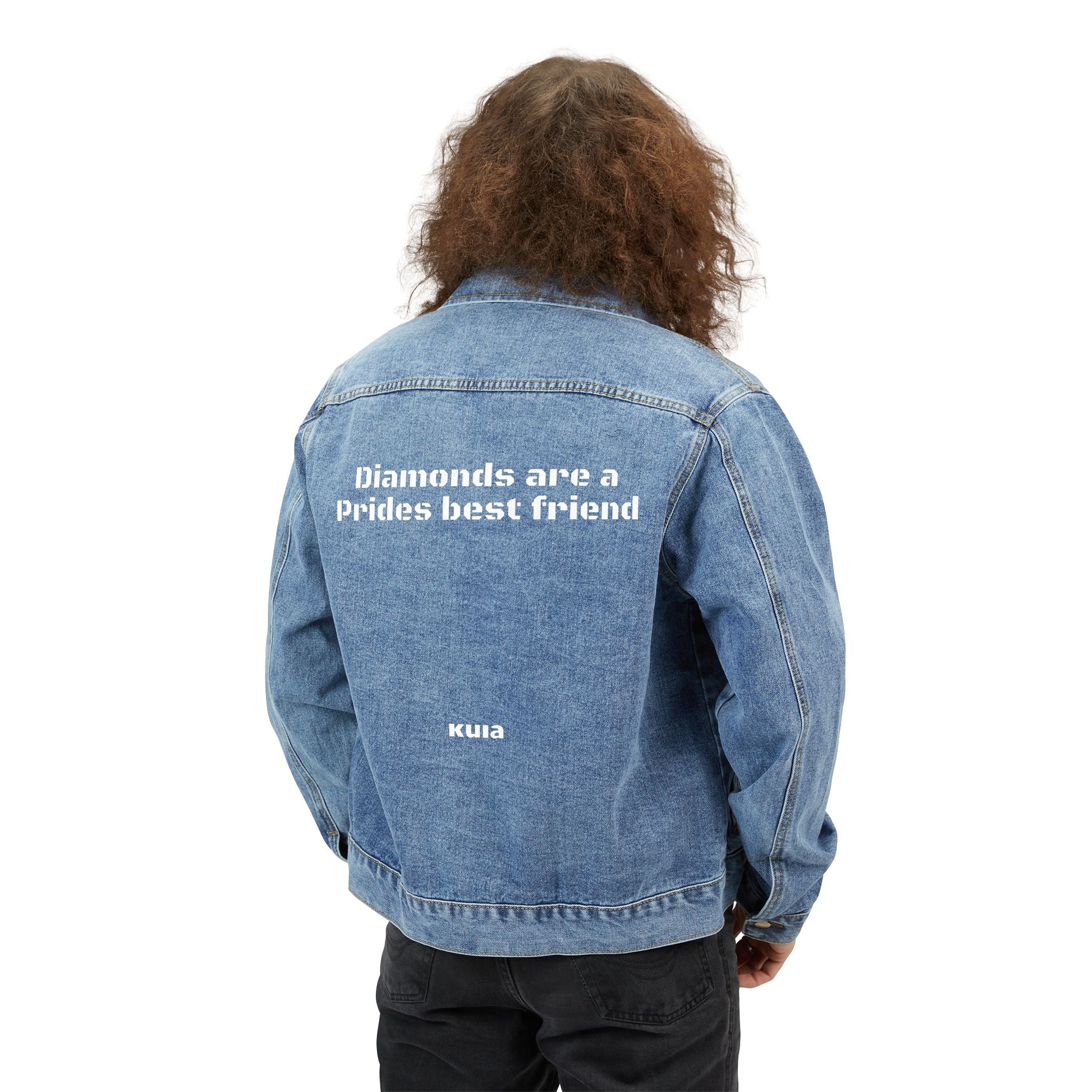 KUIA Denim Jeans Jacket — "Diamonds are a Pride's Best Friend" Back Print
