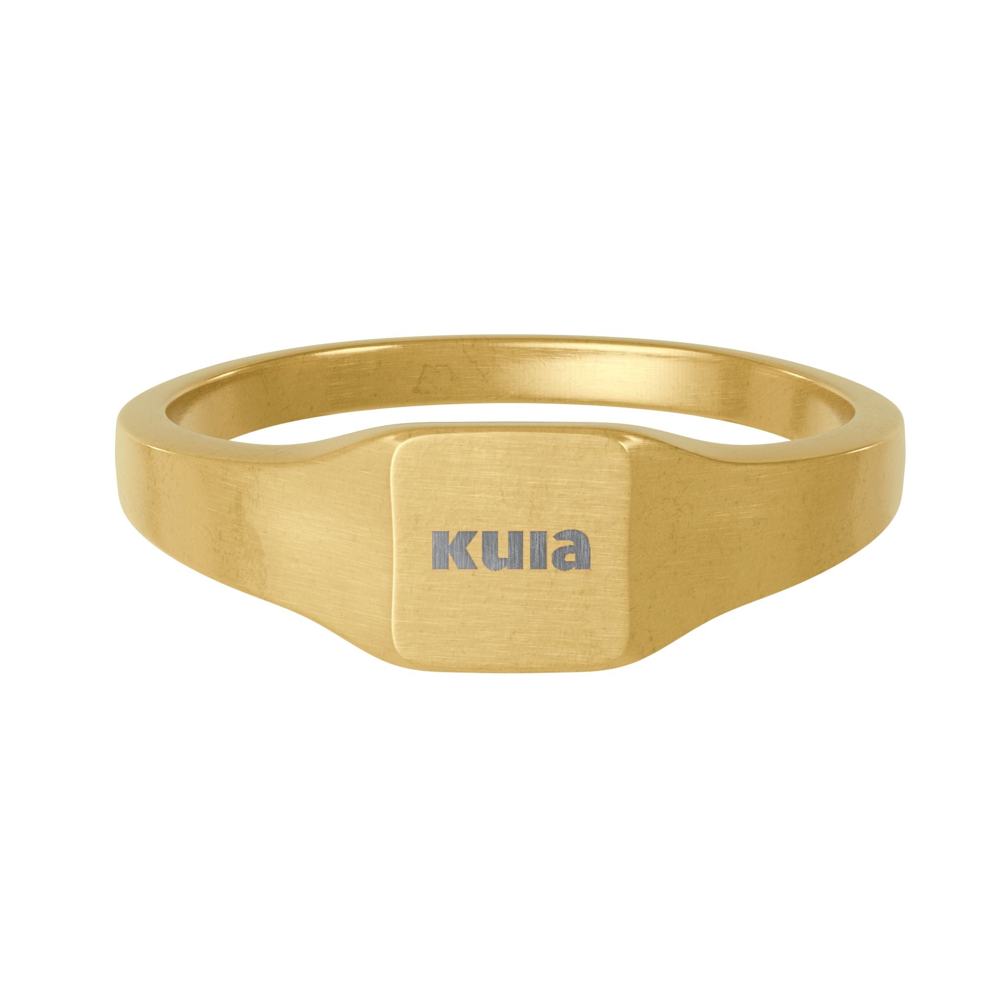 KUIA Engravable Stainless Steel Square Signet Ring - 18 K Gold