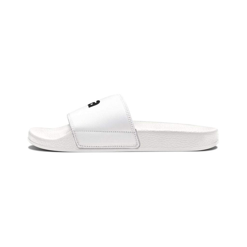Men's Removable-Strap Slides — Customizable White Slide Sandals with Bold Logo