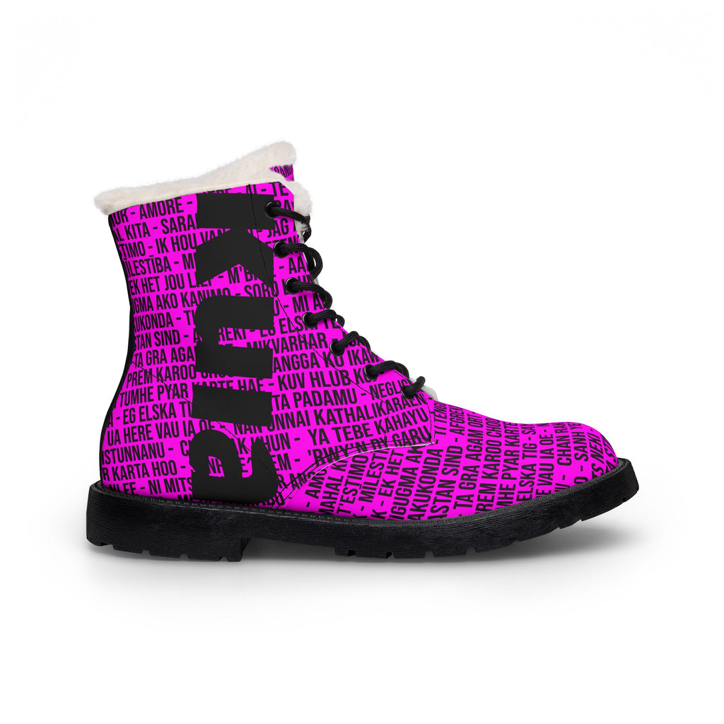 KUIA "Thousand LOL" Fur-Lined Leather Boots (Magenta Version)