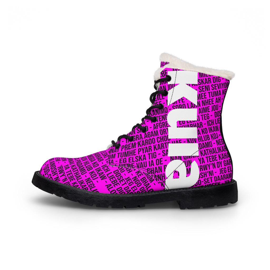 KUIA "Thousand LOL" Fur-Lined Leather Boots (Magenta Version)
