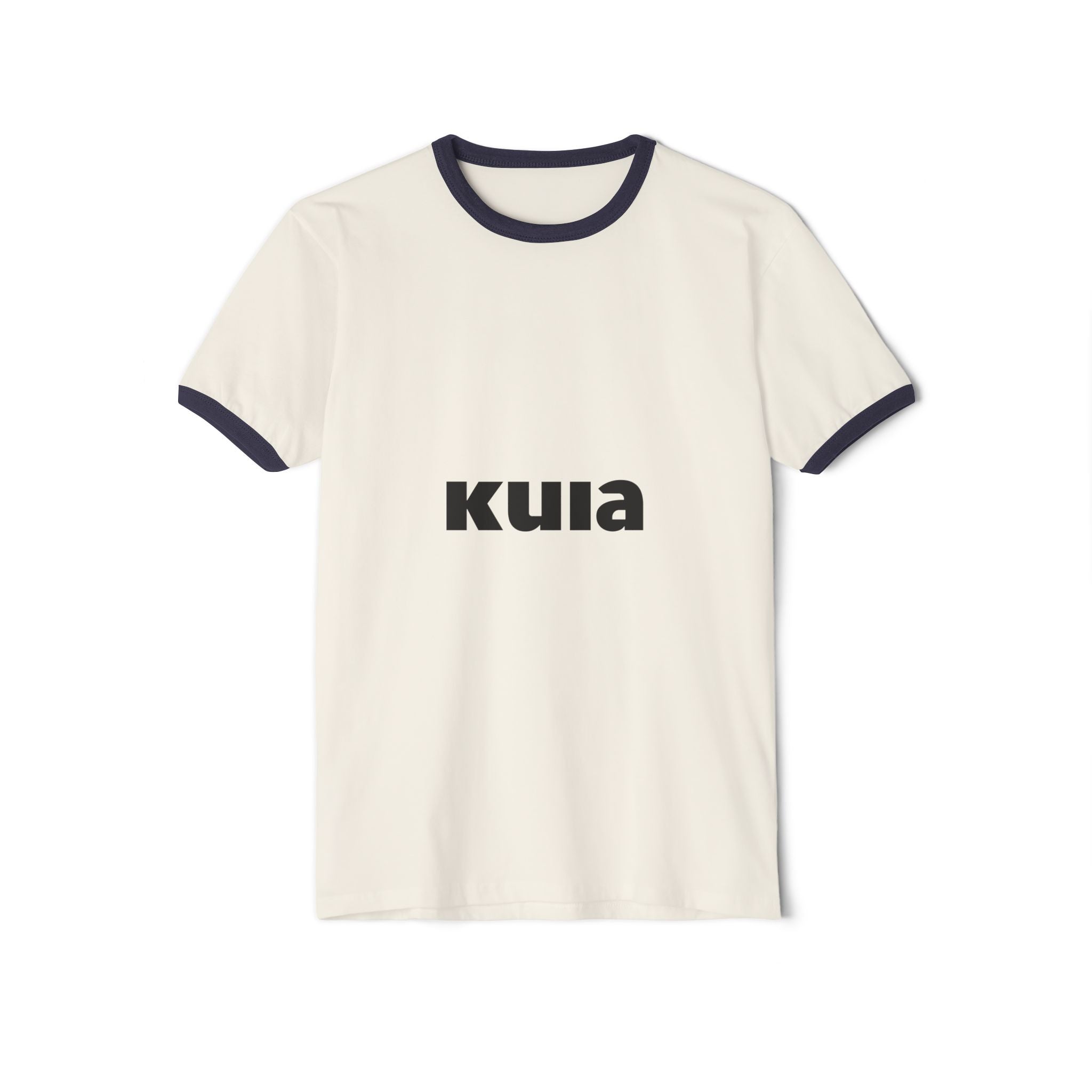 KUIA Retro Ringer Tee — Vintage Minimalist Logo T-Shirt
