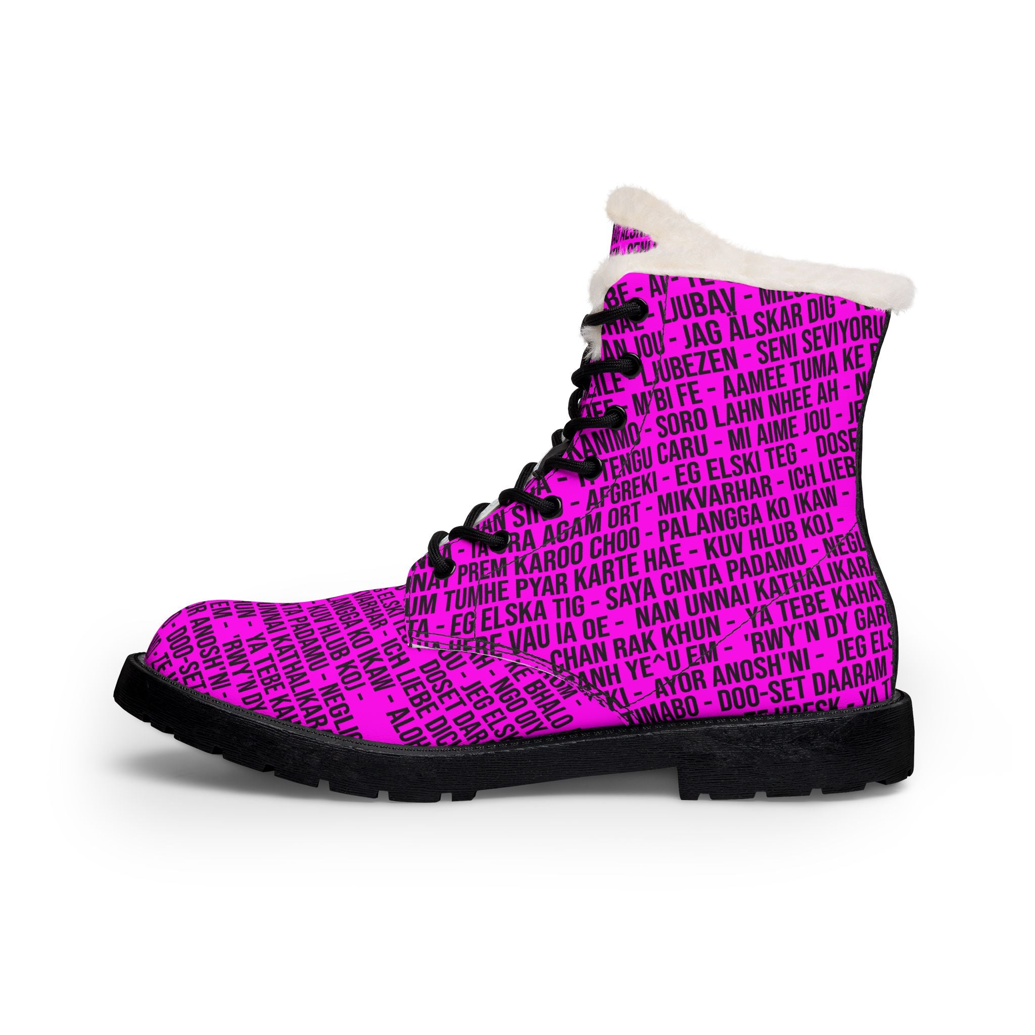 KUIA "Thousand LOL" Fur-Lined Leather Boots (Magenta Version)