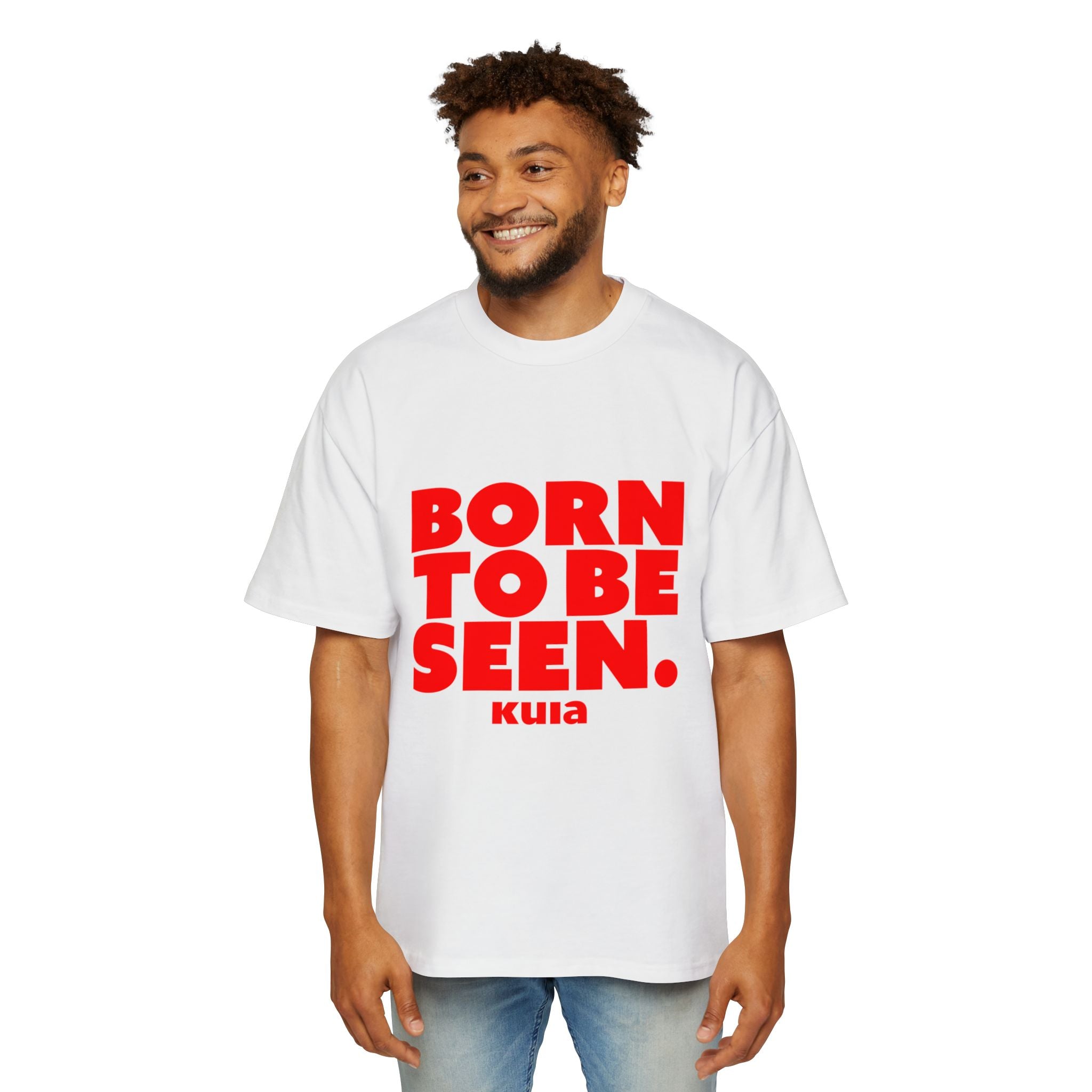 KUIA oversized T-Shirt "Born to Be Seen" Bold Red Graphic