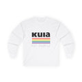 Kuia Rainbow Stripes Long Sleeve Tee — EST 2026 Retro Minimal Shirt