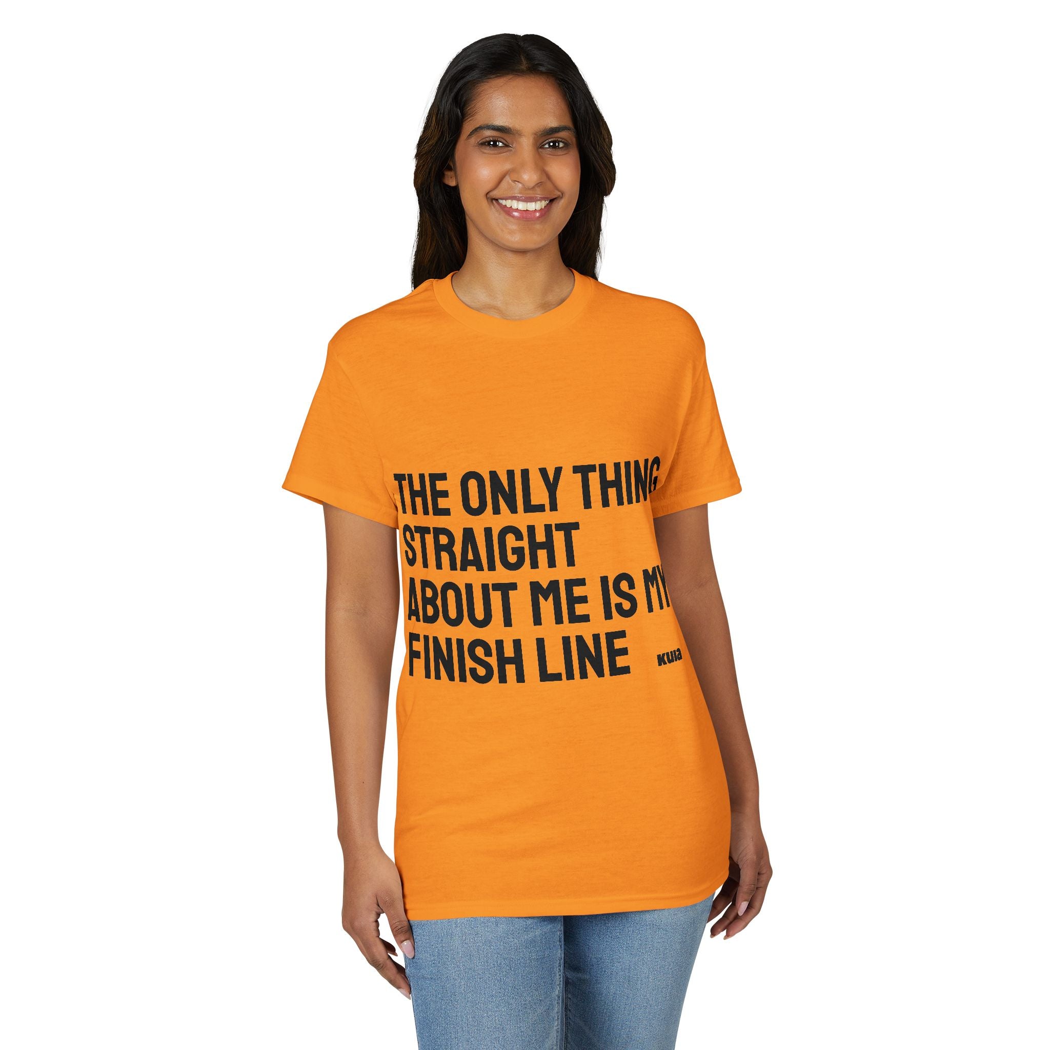 KUIA "The only thing straight about me is my finish line" DryBlend® Sport T-shirt