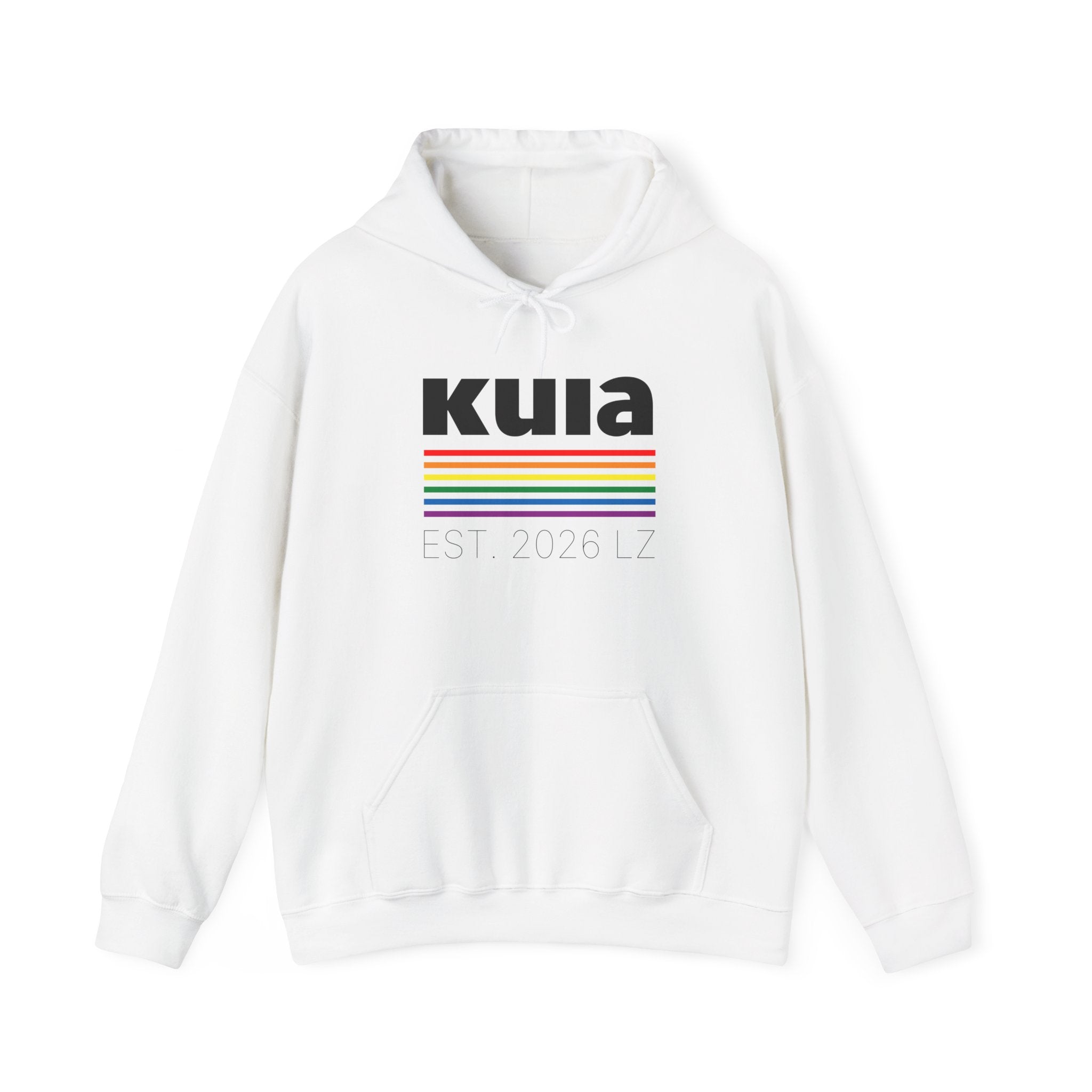 Kuia Rainbow Stripes Hoodie — Retro Pride-inspired Pullover