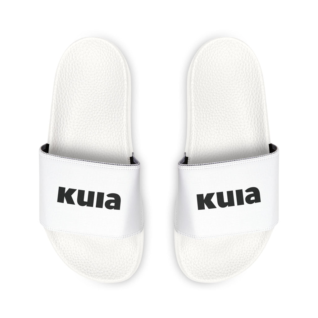 Men's Removable-Strap Slides — Customizable White Slide Sandals with Bold Logo