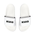 Men's Removable-Strap Slides — Customizable White Slide Sandals with Bold Logo