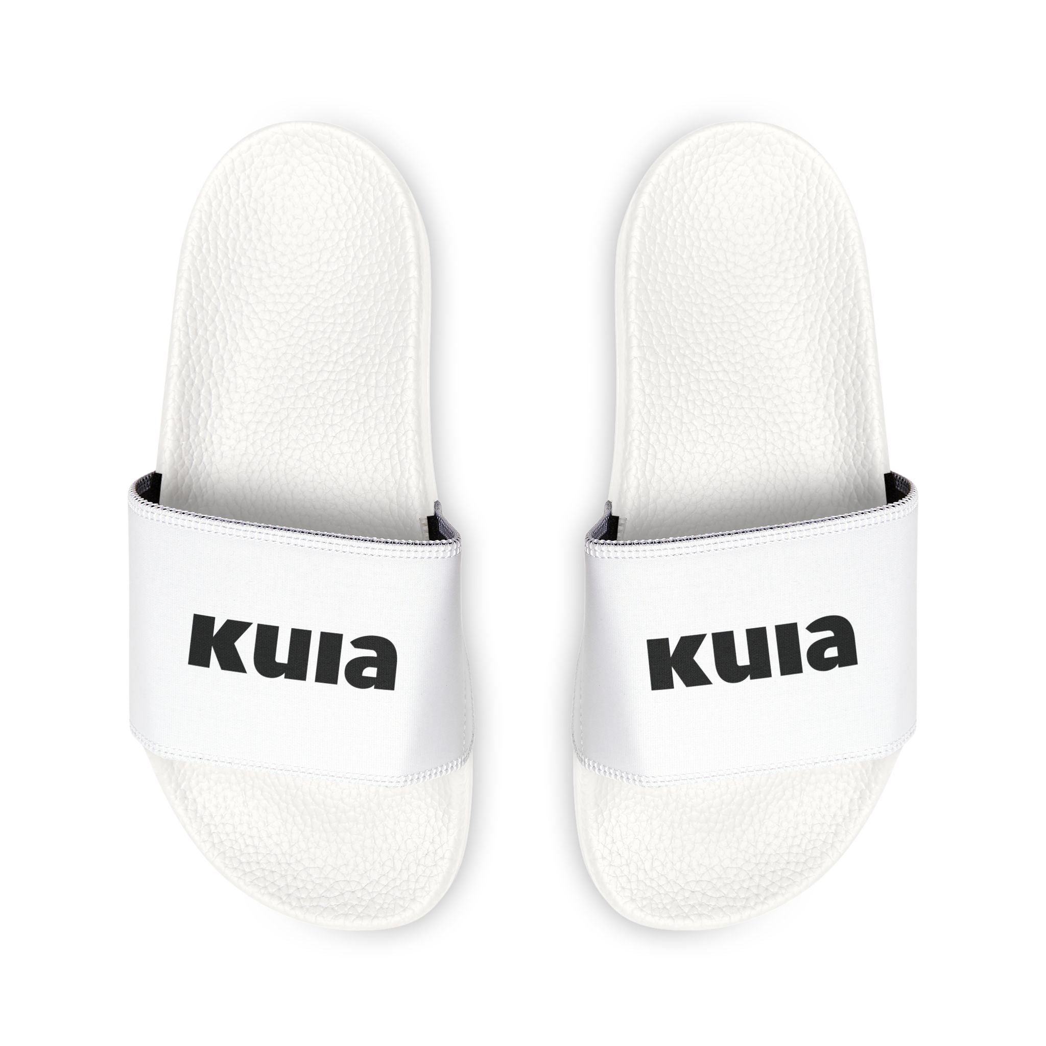 Men's Removable-Strap Slides — Customizable White Slide Sandals with Bold Logo