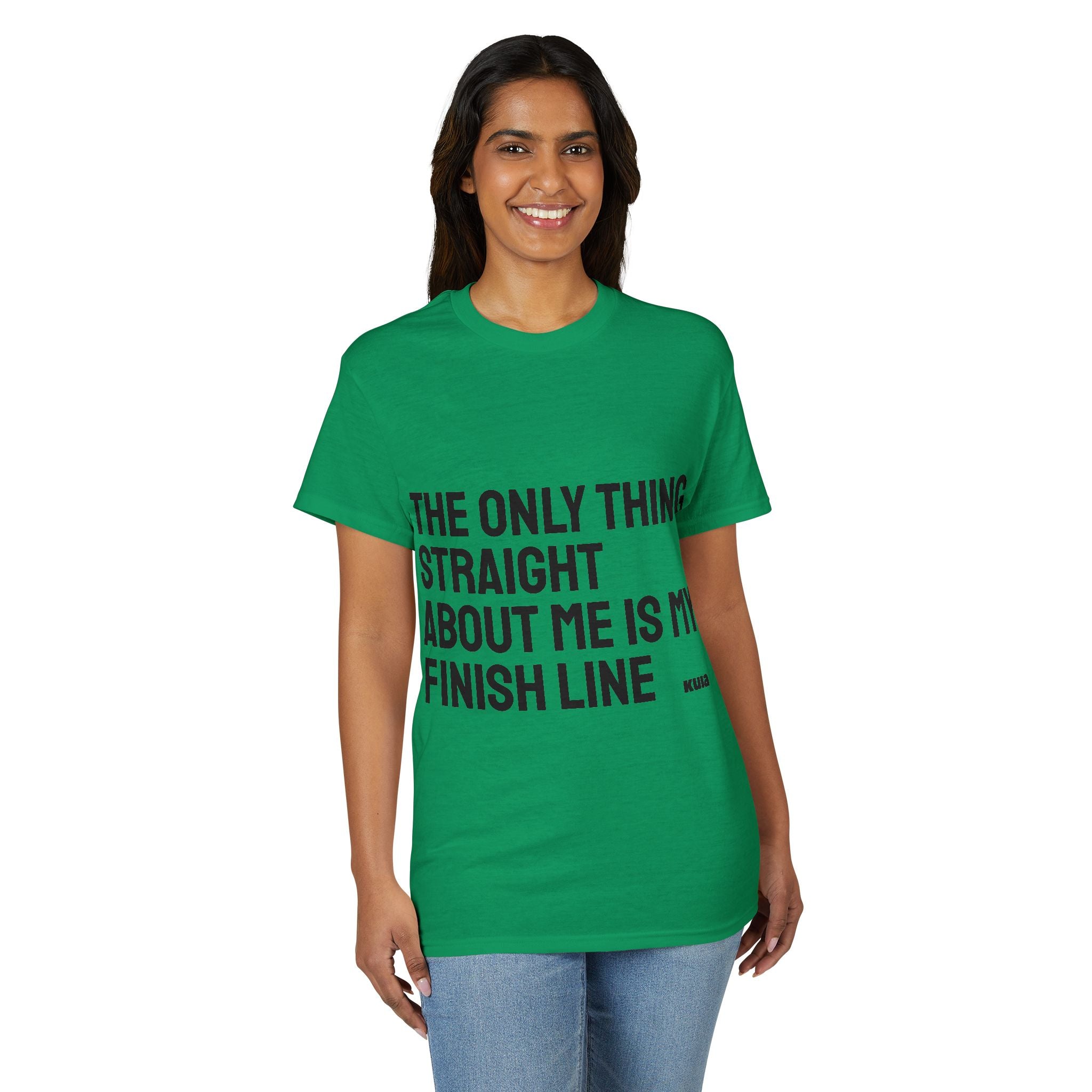 KUIA "The only thing straight about me is my finish line" DryBlend® Sport T-shirt