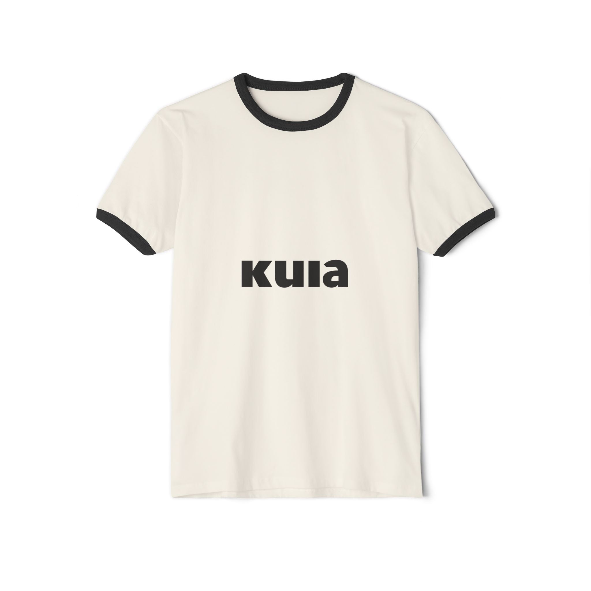 KUIA Retro Ringer Tee — Vintage Minimalist Logo T-Shirt